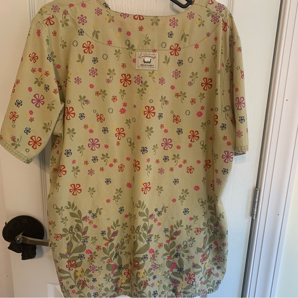 Cottonality Top XL Sage Green Floral Pant SB Scrubs Brown XL Woman’s Scrubs Set - Picture 2 of 5